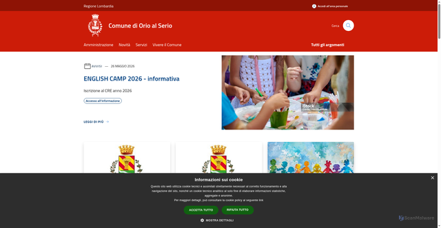 Security scan screenshot of https://www.comune.orioalserio.bg.it