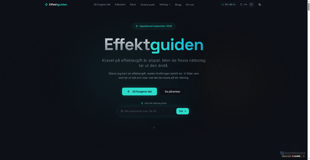 Security scan screenshot of https://effektguiden.se