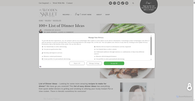 Security scan screenshot of https://thewoodenskillet.com/dinner-ideas-list/