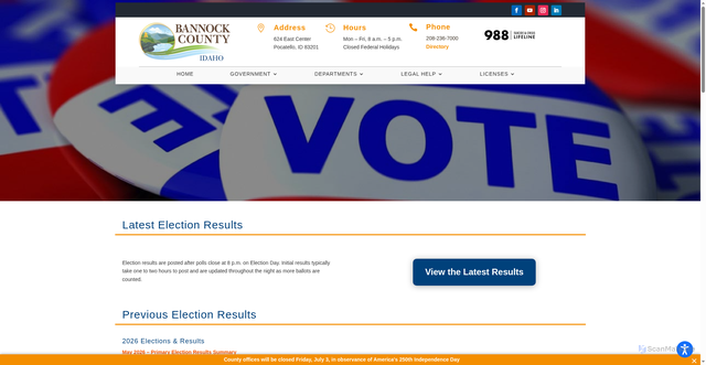 Security scan screenshot of https://www.bannockcounty.gov/election-results/