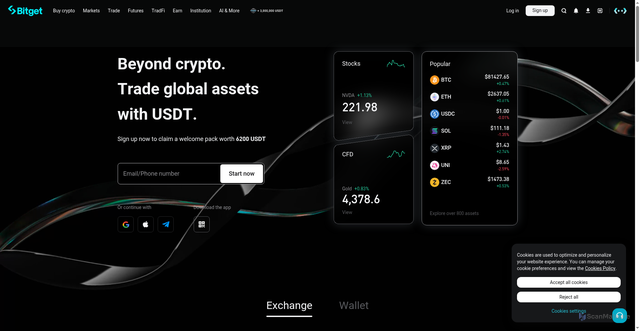 Security scan screenshot of https://www.bitget.com