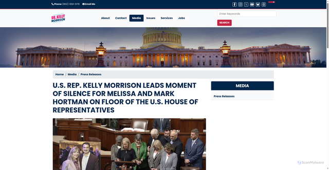 Security scan screenshot of http://morrison.house.gov/media/press-releases/us-rep-kelly-morrison-leads-moment-silence-melissa-and-mark-hortman-floor-us