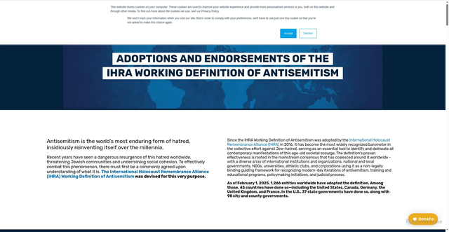 Security scan screenshot of https://ihra.combatantisemitism.org/