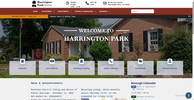 Security scan screenshot of https://harringtonparknj.gov/
