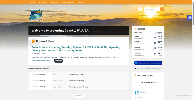 Security scan screenshot of https://wyomingcountypa.gov/