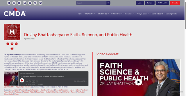 Security scan screenshot of https://cmda.org/podcast/dr-jay-bhattacharya-on-faith-science-and-public-health/