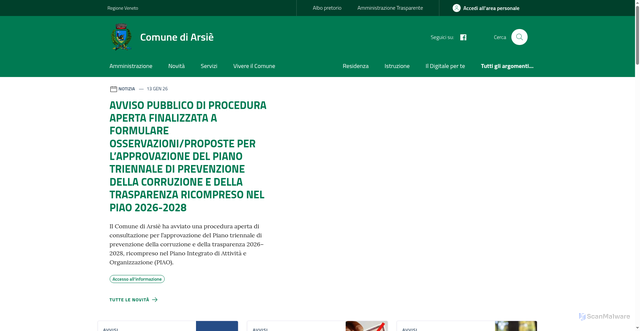 Security scan screenshot of https://www.comune.arsie.bl.it/