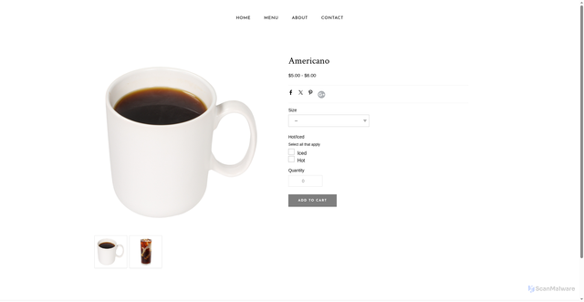 Security scan screenshot of https://www.themillcoffeehouse.com/store/p2/Americano.html
