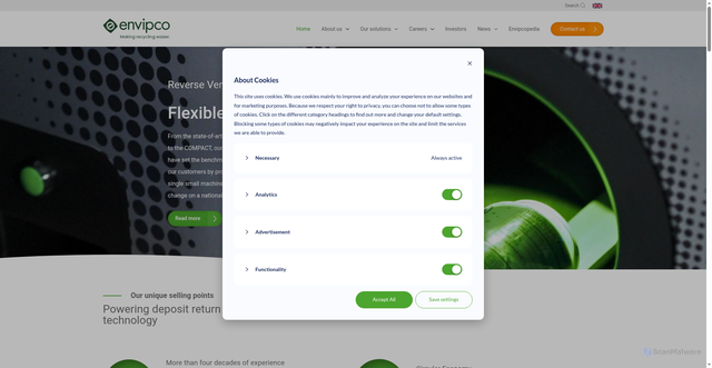 Security scan screenshot of https://envipco.com