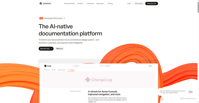 Security scan screenshot of https://gitbook.com