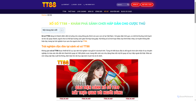 Security scan screenshot of https://tt88game.online/xo-so-tt88/