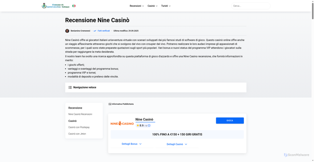 Security scan screenshot of https://www.castelvecchio-subequo.it/