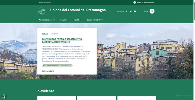 Security scan screenshot of https://www.unionepratomagno.it/