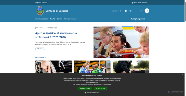 Security scan screenshot of https://www.comune.sassano.sa.it/it