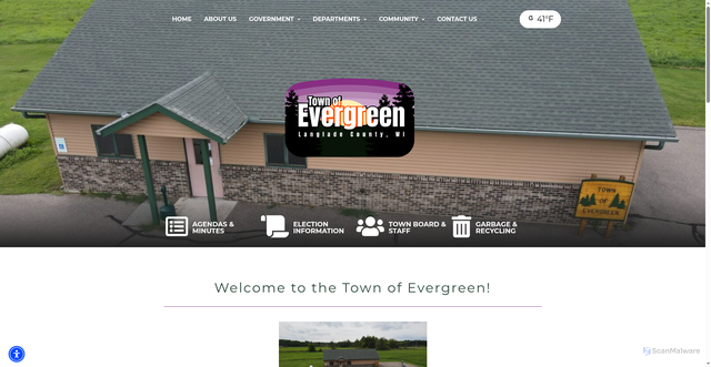 Security scan screenshot of https://townofevergreenwi.com/