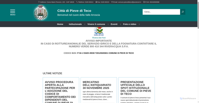 Security scan screenshot of https://www.comune.pievediteco.im.it/wp/