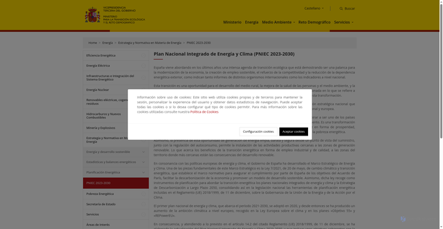 Security scan screenshot of https://www.miteco.gob.es/es/energia/estrategia-normativa/pniec-23-30.html