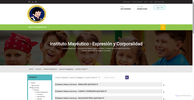 Security scan screenshot of https://institutomayeutico.online/course/index.php?categoryid=20