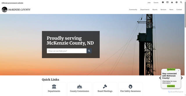 Security scan screenshot of https://mckenziecountynd.gov/