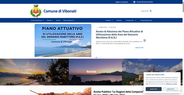 Security scan screenshot of https://www.comune.vibonati.sa.it