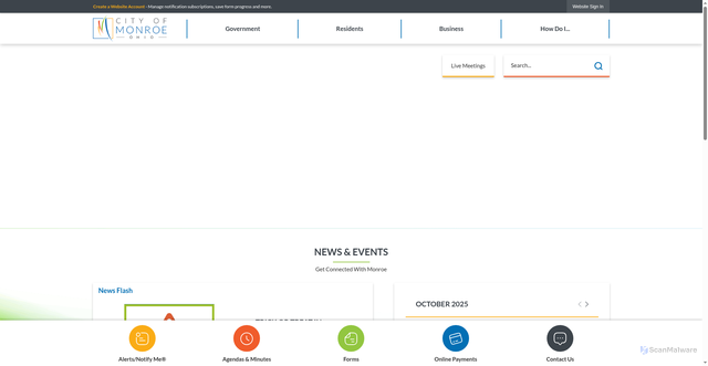 Security scan screenshot of https://monroeohio.gov/