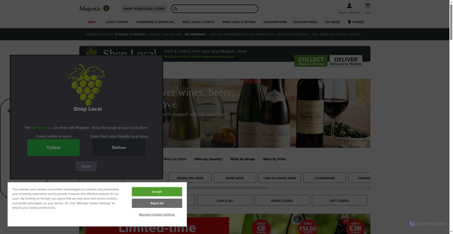 Security scan screenshot of https://www.majestic.co.uk