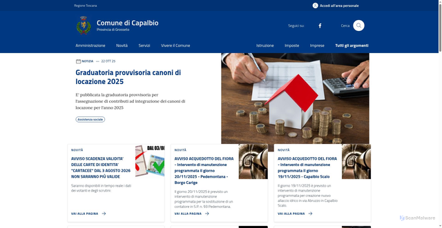 Security scan screenshot of https://www.comune.capalbio.gr.it/