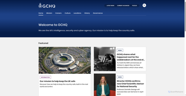 Security scan screenshot of https://www.gchq.gov.uk/