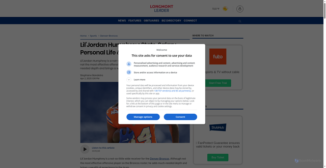 Security scan screenshot of https://www.longmontleader.com/sports/denver-broncos/liljordan-humphrey-10467649
