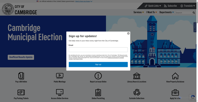 Security scan screenshot of https://www.cambridgema.gov/