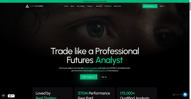 Security scan screenshot of https://alpha-futures.com