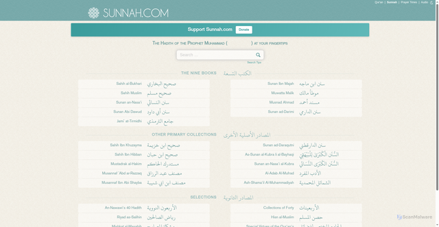Security scan screenshot of https://sunnah.com