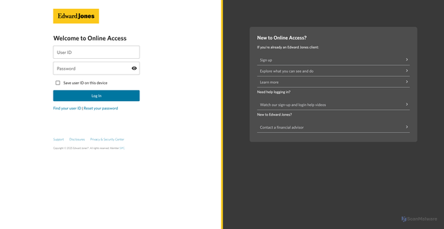 Security scan screenshot of https://onlineaccess.edwardjones.com/