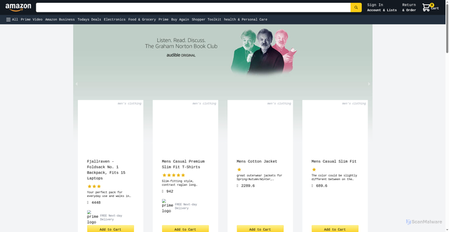 Security scan screenshot of http://www.amazon-clone-iota-six.vercel.app/