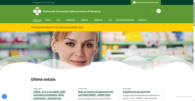 Security scan screenshot of https://www.ordinefarmacistiravenna.it