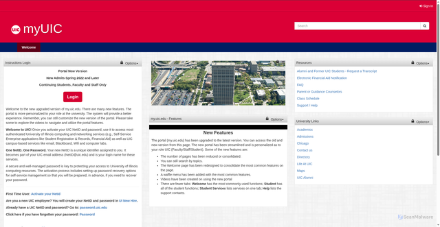 Security scan screenshot of https://my.uic.edu