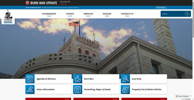 Security scan screenshot of https://www.comalcounty.gov/