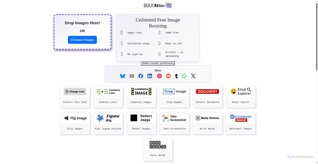 Security scan screenshot of https://bulkresizephotos.com