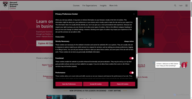 Security scan screenshot of https://online.hbs.edu/