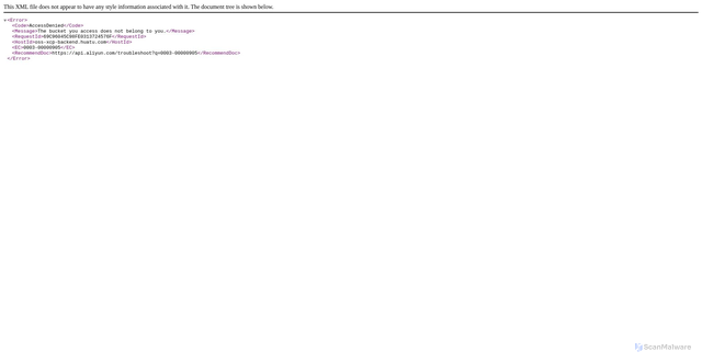 Security scan screenshot of https://oss-xcp-backend.huatu.com