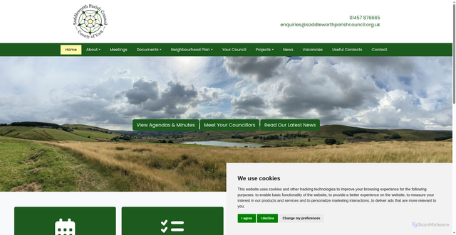 Security scan screenshot of https://www.saddleworthparishcouncil.org.uk/
