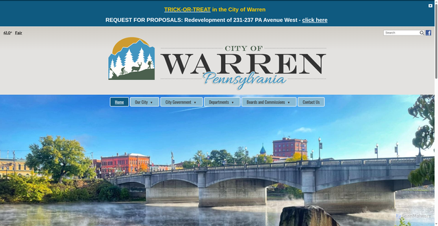 Security scan screenshot of https://www.cityofwarrenpa.gov/