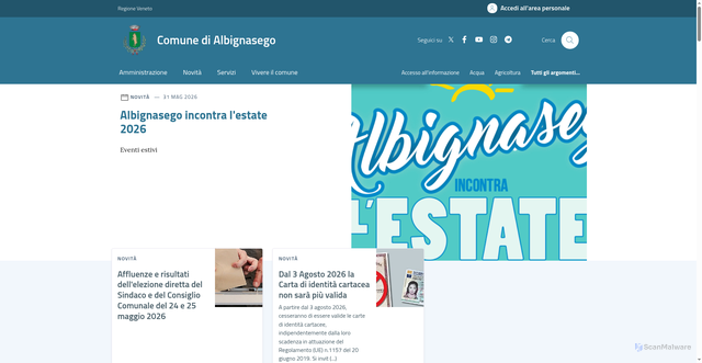 Security scan screenshot of https://www.comune.albignasego.pd.it