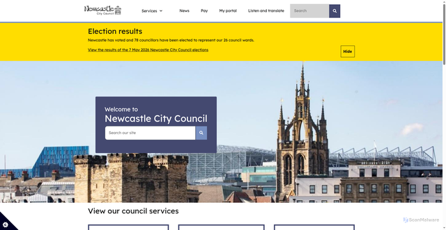 Security scan screenshot of http://www.newcastle.gov.uk