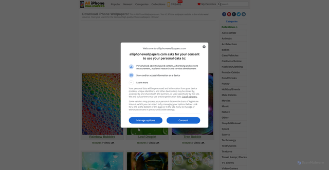 Security scan screenshot of https://alliphonewallpapers.com