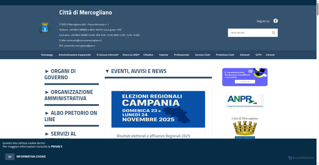 Security scan screenshot of https://www.comunemercogliano.it/hh/index.php