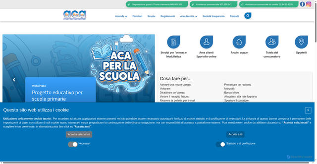 Security scan screenshot of https://www.aca.pescara.it/index