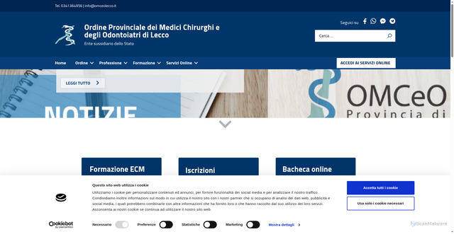 Security scan screenshot of https://www.omceolecco.it/