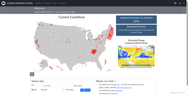Security scan screenshot of https://aviationweather.gov/
