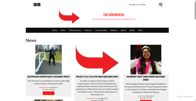 Security scan screenshot of https://thearrowheadonline.com/category/news/